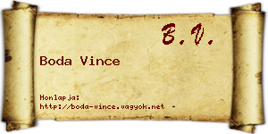 Boda Vince névjegykártya